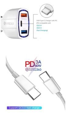 Imagine   FAST CAR CHARGERS 12V/3.5A +CABLU DATE TYP-C  Pentru  GALAXY Note10/10+ ALB/NEGRU