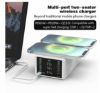 Imagine 150W, 8 In 1 Incarcator USB PD Cu 6 Porturi Si Incarcator Dublu Wireless De 15 W ,Afisaj LED Statie De Incarcare ,Alb