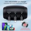Imagine Incarcator De Masina 3 In 1 Cu Cablu Retractabil,Pentru Pasagerii Din Spate Pentru Telefoane Universale Iphone,Samsung,Android