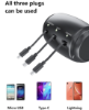 Imagine Incarcator De Masina 3 In 1 Cu Cablu Retractabil,Pentru Pasagerii Din Spate Pentru Telefoane Universale Iphone,Samsung,Android
