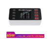 Imagine Statie de incarcare rapida Multi USB 65W 4 porturi USB 4 porturi PD 30W Incarcare pentru tableta Smartphone Iphone 15,14,13,12 Samsung S23, S22, S21